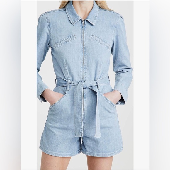 PAIGE Pants - PAIGE Women's Jemma Puff Sleeve Denim Romper Size 0 🦋🦋🦋